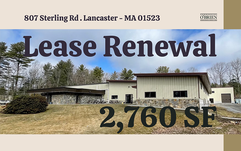 2,760 SF Lease Renewal | 807 Sterling Road, Lancaster - MA 01523